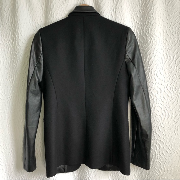 Aritizia Babaton Black Fred Blazer Wool Cashmere Vegan Faux Leather Jacket - Picture 3 of 16
